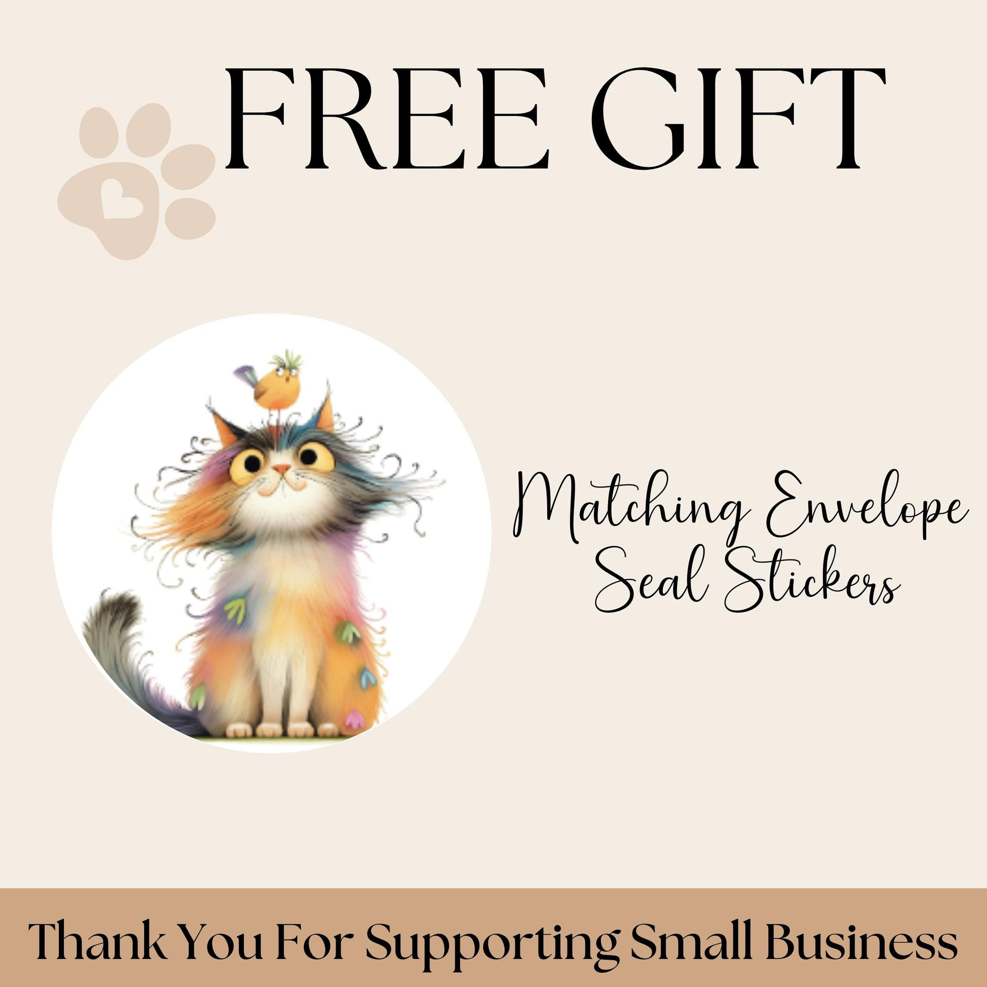 Funny Cat & Birds Return Address Labels with FREE Stickers - The Pawprint Paperie