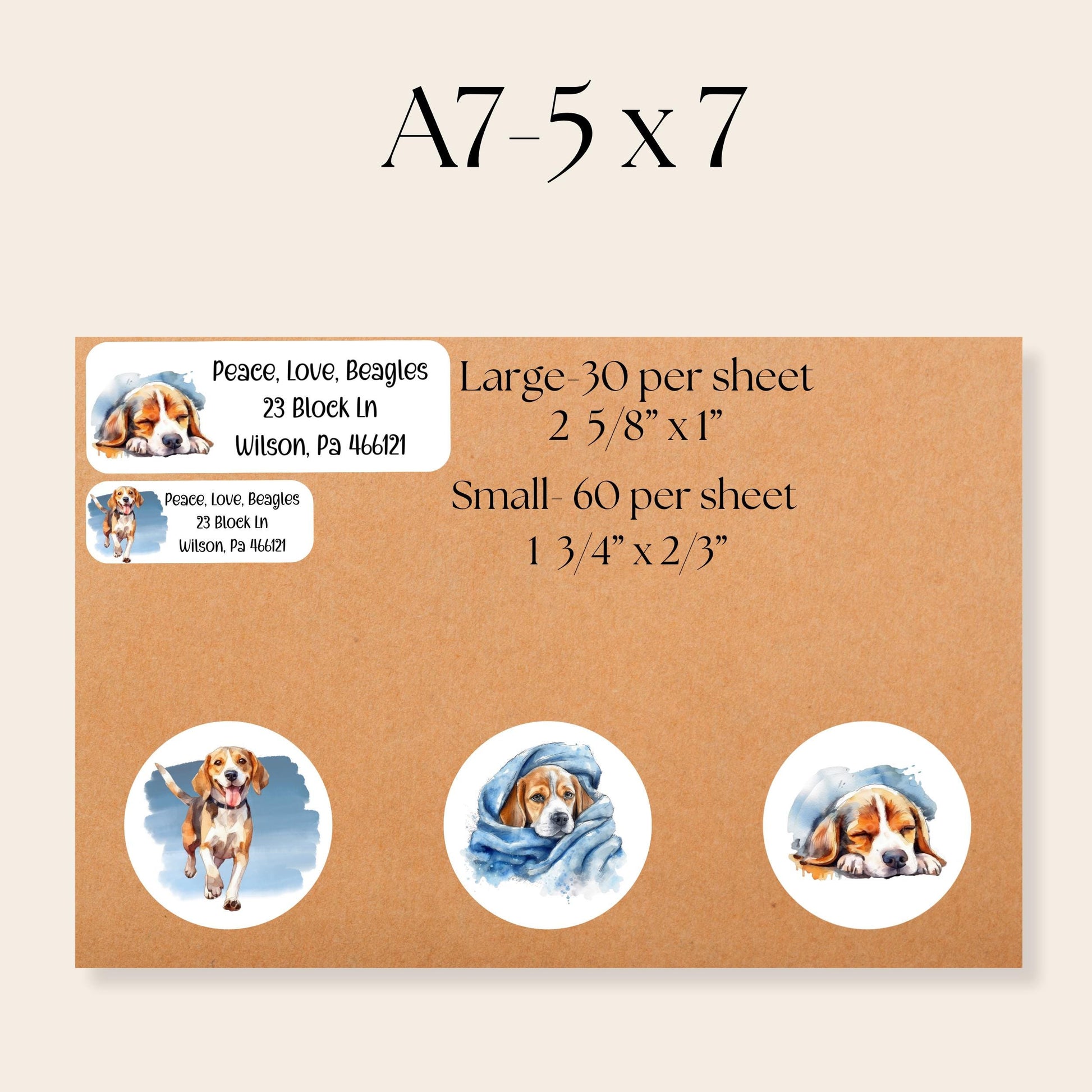 Beagle return address labels - Custom sticker for addressing - personalized - envelope seal stickers -Beagle mom gift - Beagle lover - The Pawprint Paperie