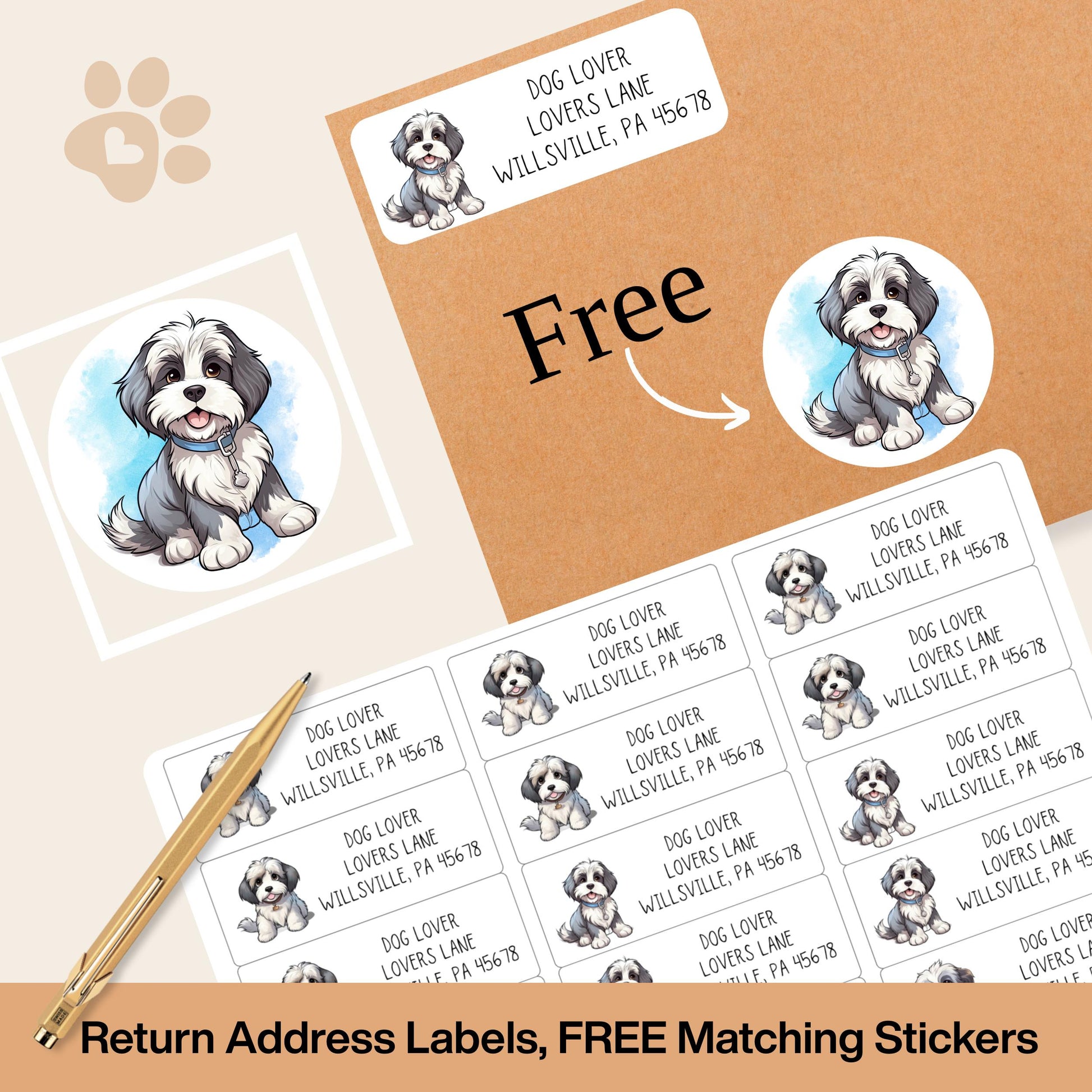 Havanese lovers return address label - stickers for envelope addressing - Havanese mom gift - snail mail labels - dog address labels - The Pawprint Paperie
