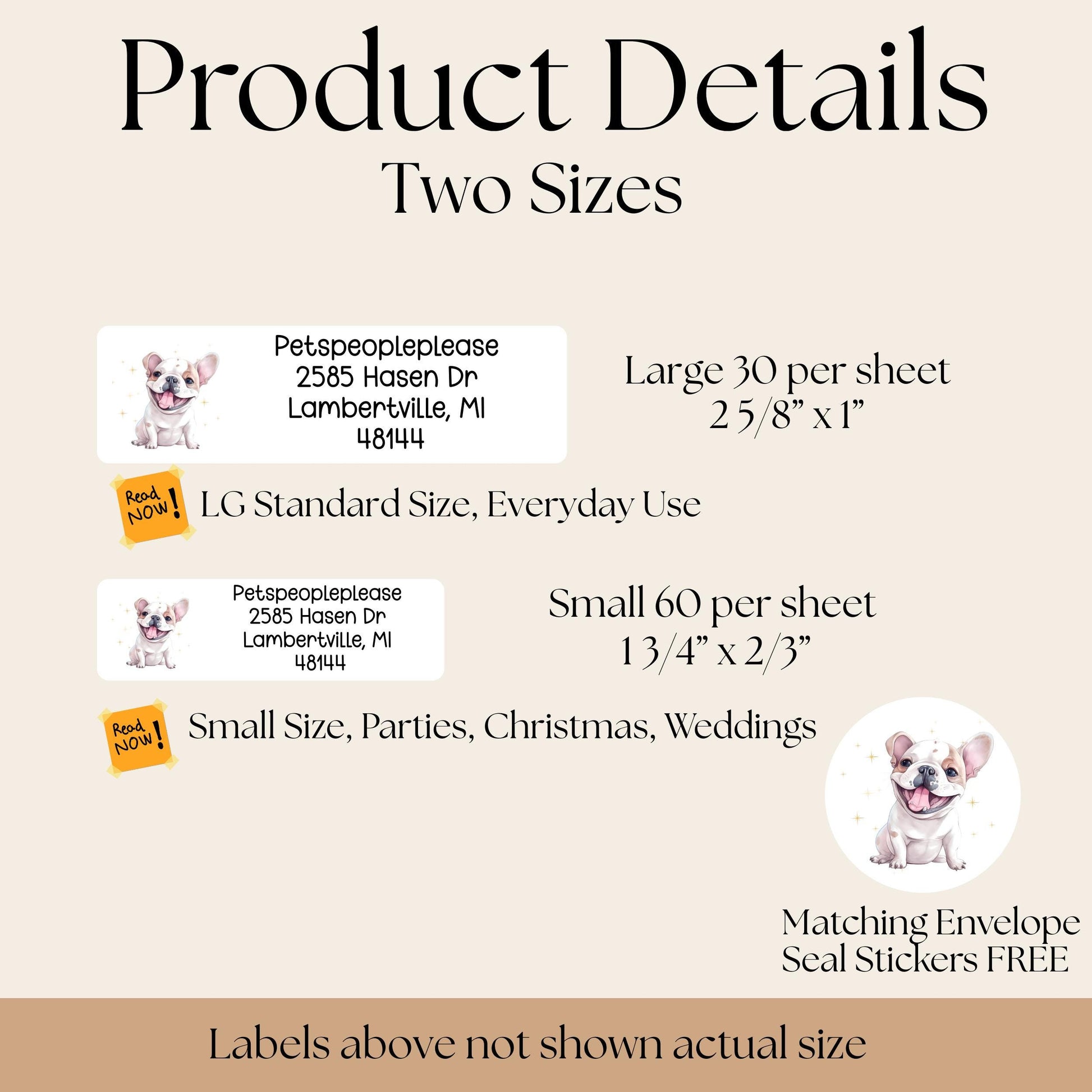 French Bulldog return address label stickers: Personalized name labels, Great gift for the dog lover, Optional Envelope sealing stickers - The Pawprint Paperie