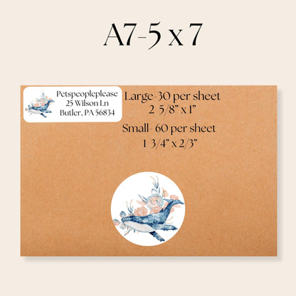 Underwater Ocean Address Labels with FREE Seal Stickers, Watercolor Coastal Sea Life , Nautical Envelope Labels, Beachy Mail Supplies, Whale - The Pawprint Paperie