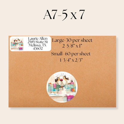 Cute Dog Address Labels, Custom Return Stickers with FREE Matching Envelope Seals, Bath Time Pup Design, Fun Mailing Supplies, Pet Mom Gift - The Pawprint Paperie