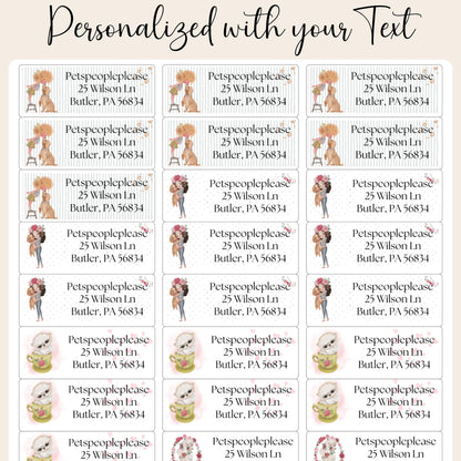 Custom Dog & Girl Address Label, FREE Matching Envelope Seals, Cute Puppy Mailing Stickers, Pet Mom Gift, Custome Printed Return Address Set - The Pawprint Paperie