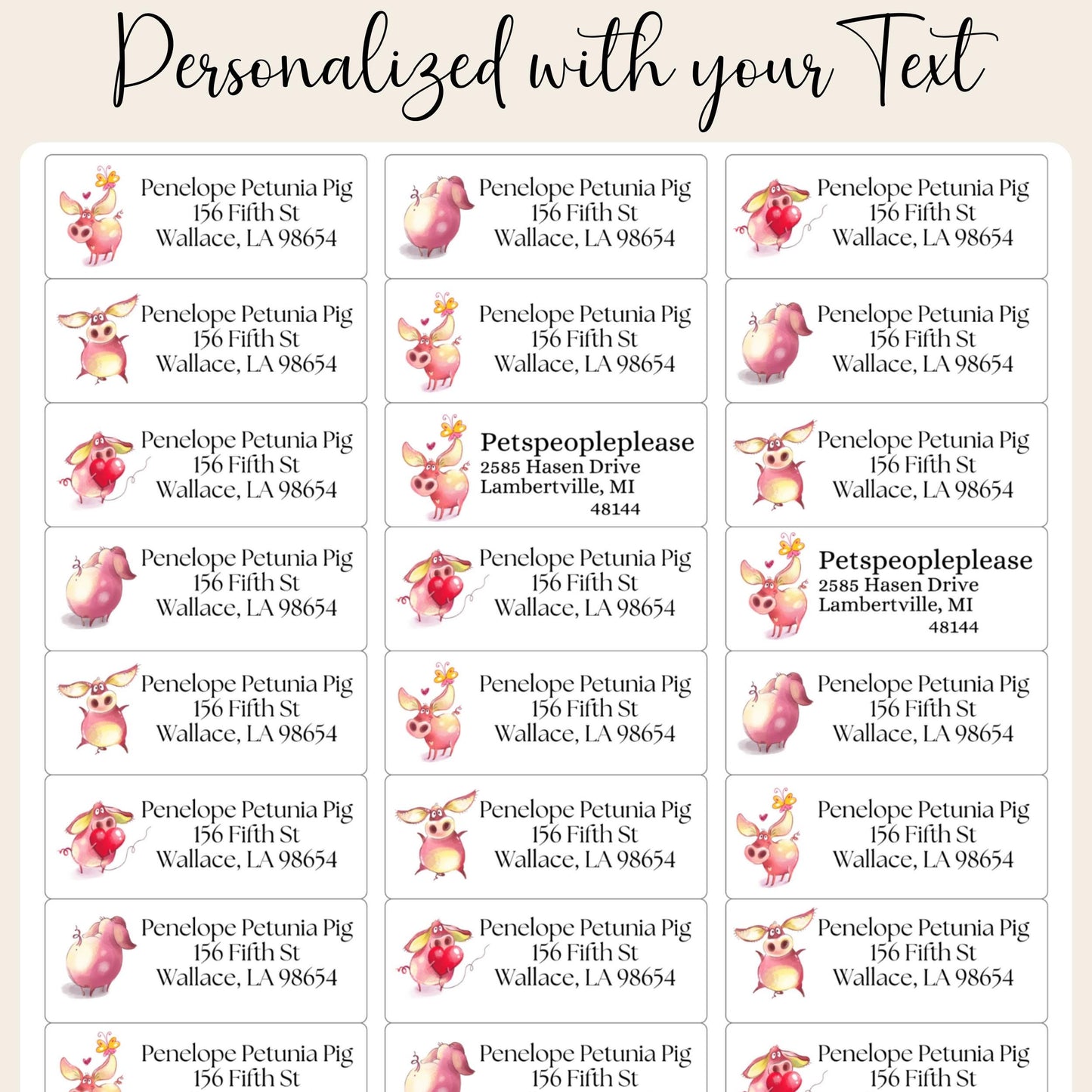 Cute Pig Address Labels with FREE Matching Stickers, Personalized Return Stickers, Funny Farmhouse Piggy Gift, Pet Lover Mail Seals, country - The Pawprint Paperie