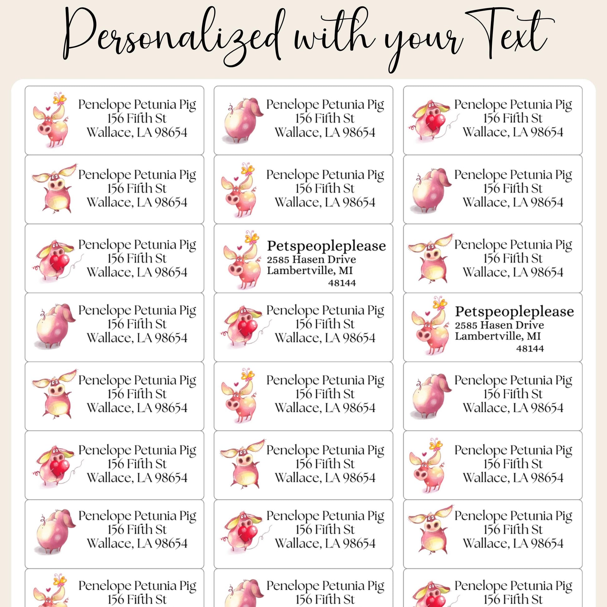 Cute Pig Address Labels with FREE Matching Stickers, Personalized Return Stickers, Funny Farmhouse Piggy Gift, Pet Lover Mail Seals, country - The Pawprint Paperie