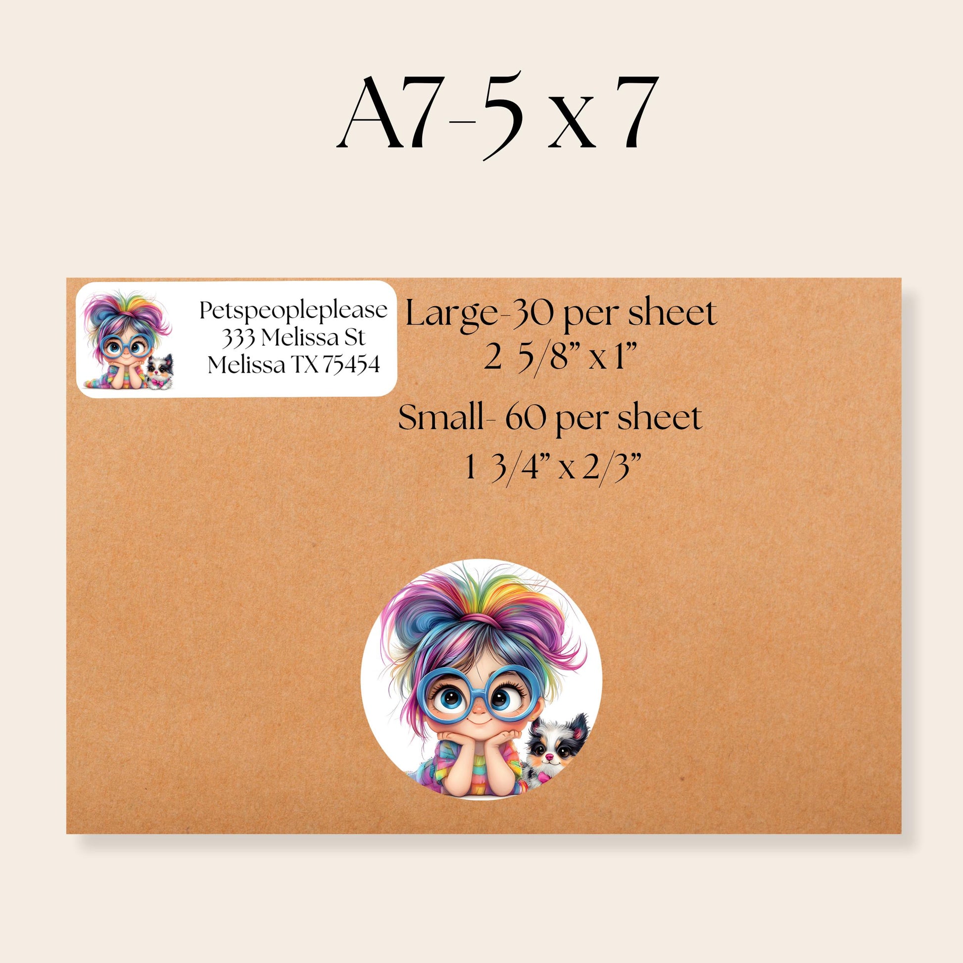 Quirky Girl & Dog Return Address Label with FREE Matching Envelope Seal Stickers, Personalized Mailing Set, Dog Mom Gift, Fun Mail Art - The Pawprint Paperie