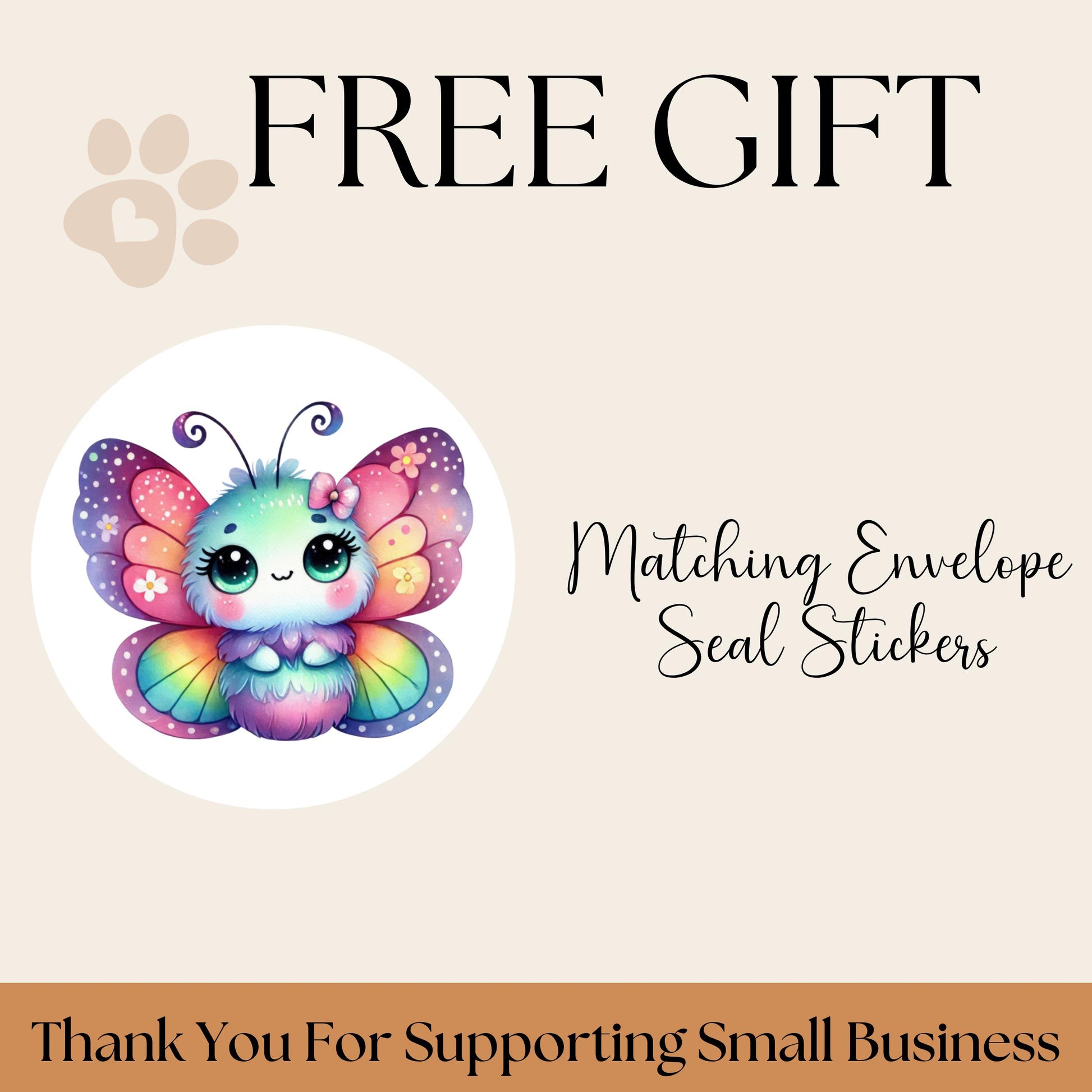 Cute Kawaii Butterfly Return address label kids FREE Matching Stickers, Colorful Rainbow bugs, Mailing Labels Envelopes, Perfect for Camp. - The Pawprint Paperie