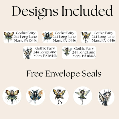 Gothic Fairy Return Address Labels with FREE Stickers: Spooky Snail Mail - The Pawprint Paperie