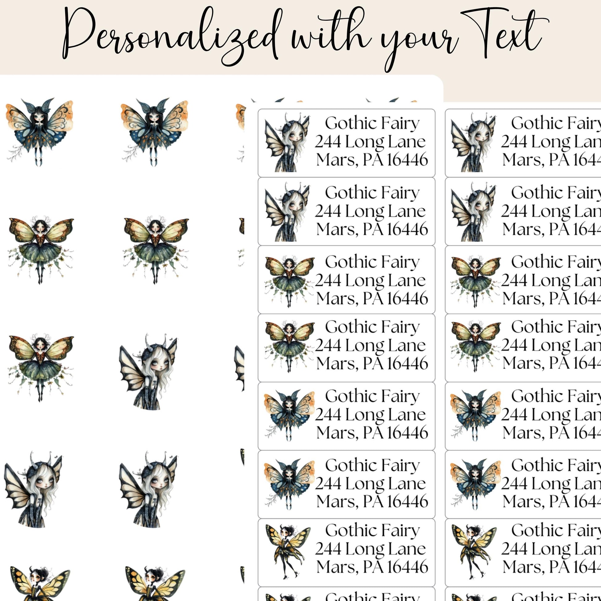 Gothic Fairy Return Address Labels with FREE Stickers: Spooky Snail Mail - The Pawprint Paperie