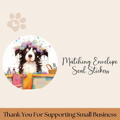 Cute Dog Address Labels, Custom Return Stickers with FREE Matching Envelope Seals, Bath Time Pup Design, Fun Mailing Supplies, Pet Mom Gift - The Pawprint Paperie