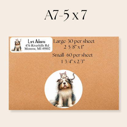 Funny Cat & Dog Return Address Label, Quirky Animal friend, FREE Matching Envelope Sticker, Custom Pet Mailing Labels, Dog Moms, Cat Lovers - The Pawprint Paperie