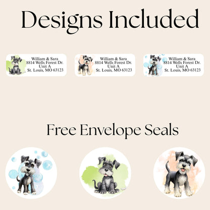 Funny Schnauzer Return Address Labels with FREE Envelope Seals - The Pawprint Paperie