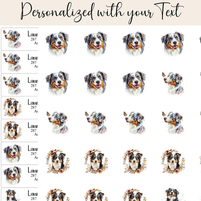 Australian Shepherd Address Labels with FREE Envelope Seals - The Pawprint Paperie
