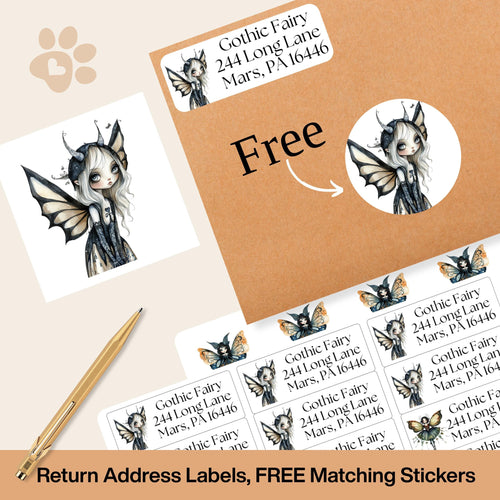 Gothic Fairy Return Address Labels with FREE Stickers: Spooky Snail Mail - The Pawprint Paperie