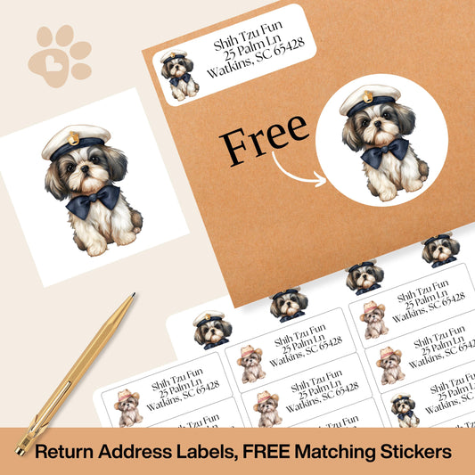 Shih Tzu Personalized Return Address label, FREE Envelope Seal Sticker, Mailing Tag for Snail mail, Peel and stick, Printed & Mailed to you - The Pawprint Paperie