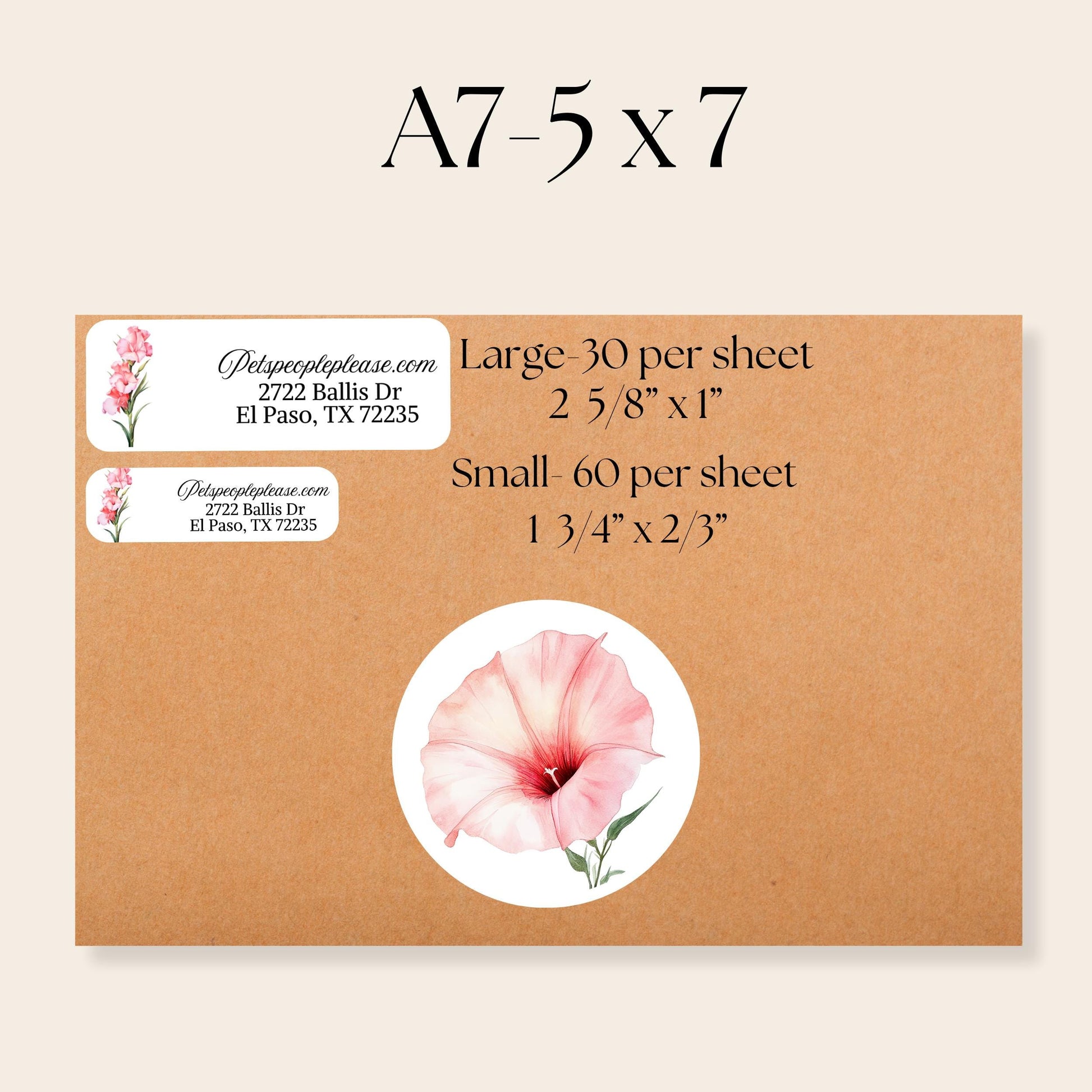 Birth Flower Address Labels with Floral Envelope Seals: Botanical Stickers - The Pawprint Paperie
