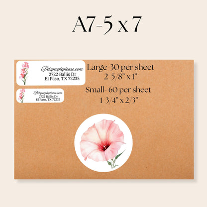 Birth Flower Address Labels with Floral Envelope Seals: Botanical Stickers - The Pawprint Paperie