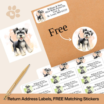 Funny Schnauzer Return Address Labels with FREE Envelope Seals - The Pawprint Paperie