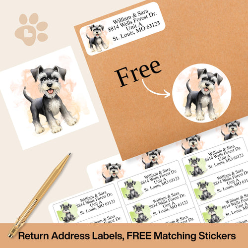Funny Schnauzer Return Address Labels with FREE Envelope Seals - The Pawprint Paperie