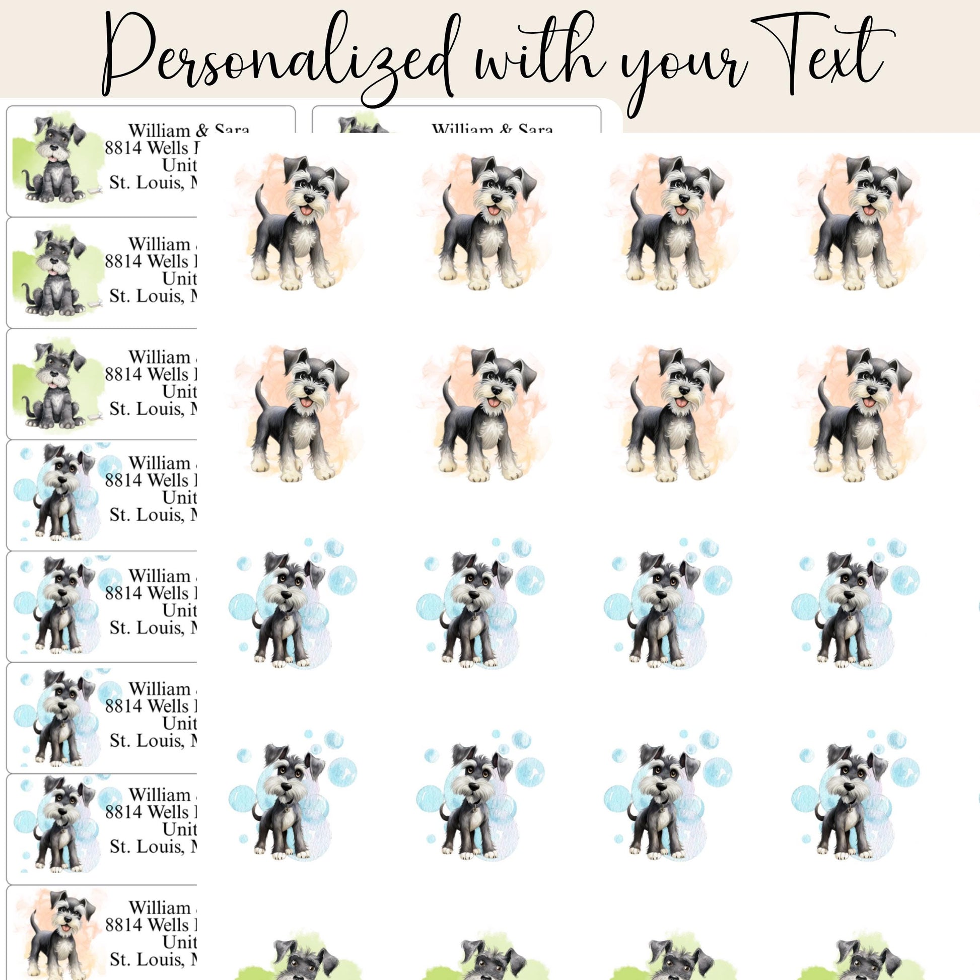 Funny Schnauzer Return Address Labels with FREE Envelope Seals - The Pawprint Paperie