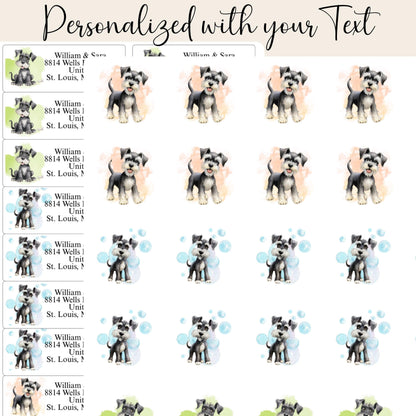 Funny Schnauzer Return Address Labels with FREE Envelope Seals - The Pawprint Paperie