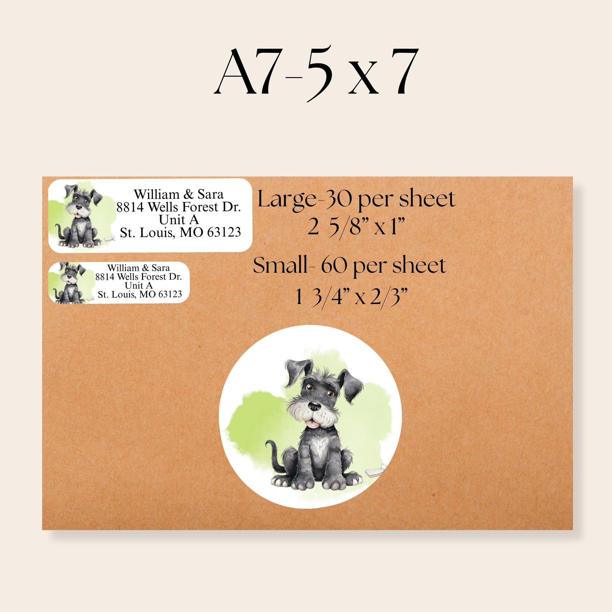 Funny Schnauzer Return Address Labels with FREE Envelope Seals - The Pawprint Paperie