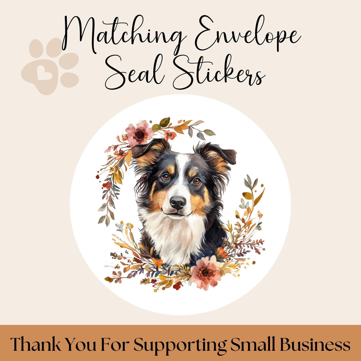 Australian Shepherd Address Labels with FREE Envelope Seals - The Pawprint Paperie