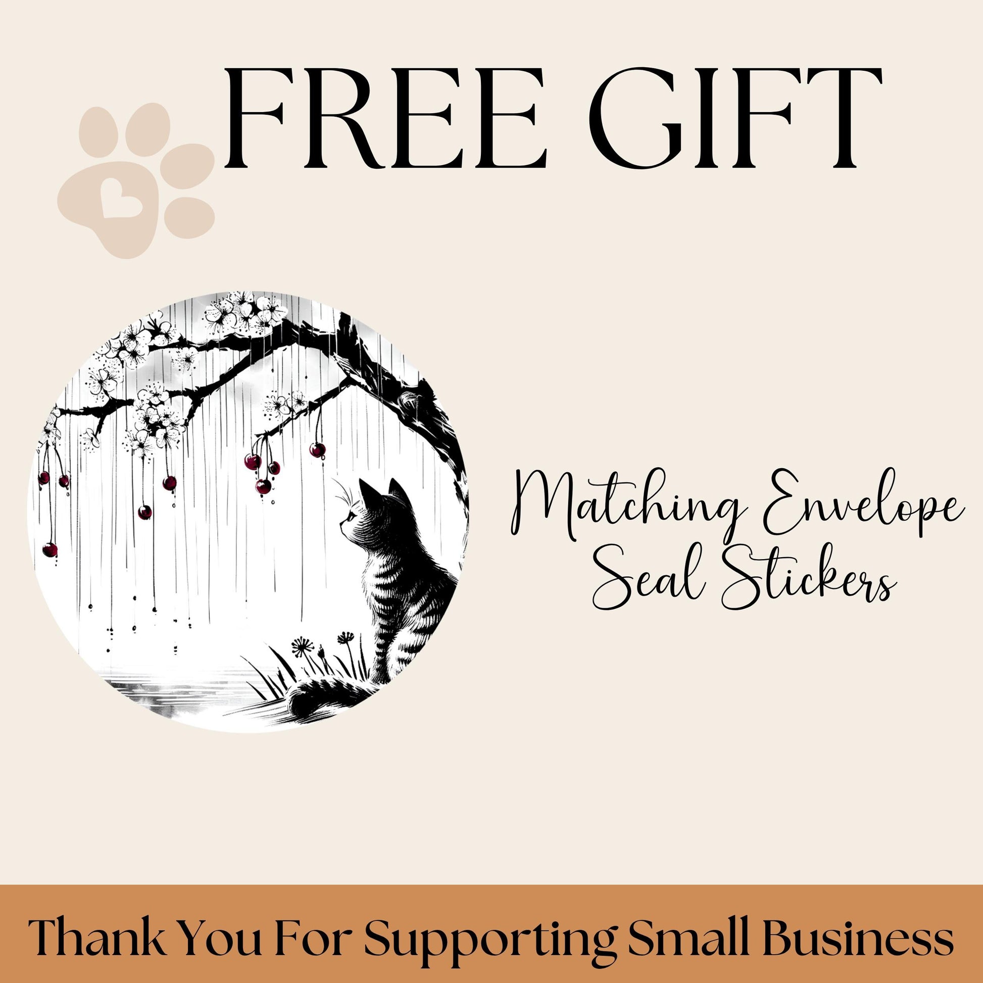 Sakura Asian Cat Art Return Address Labels: Cherry Blossom Mailing Stickers - The Pawprint Paperie