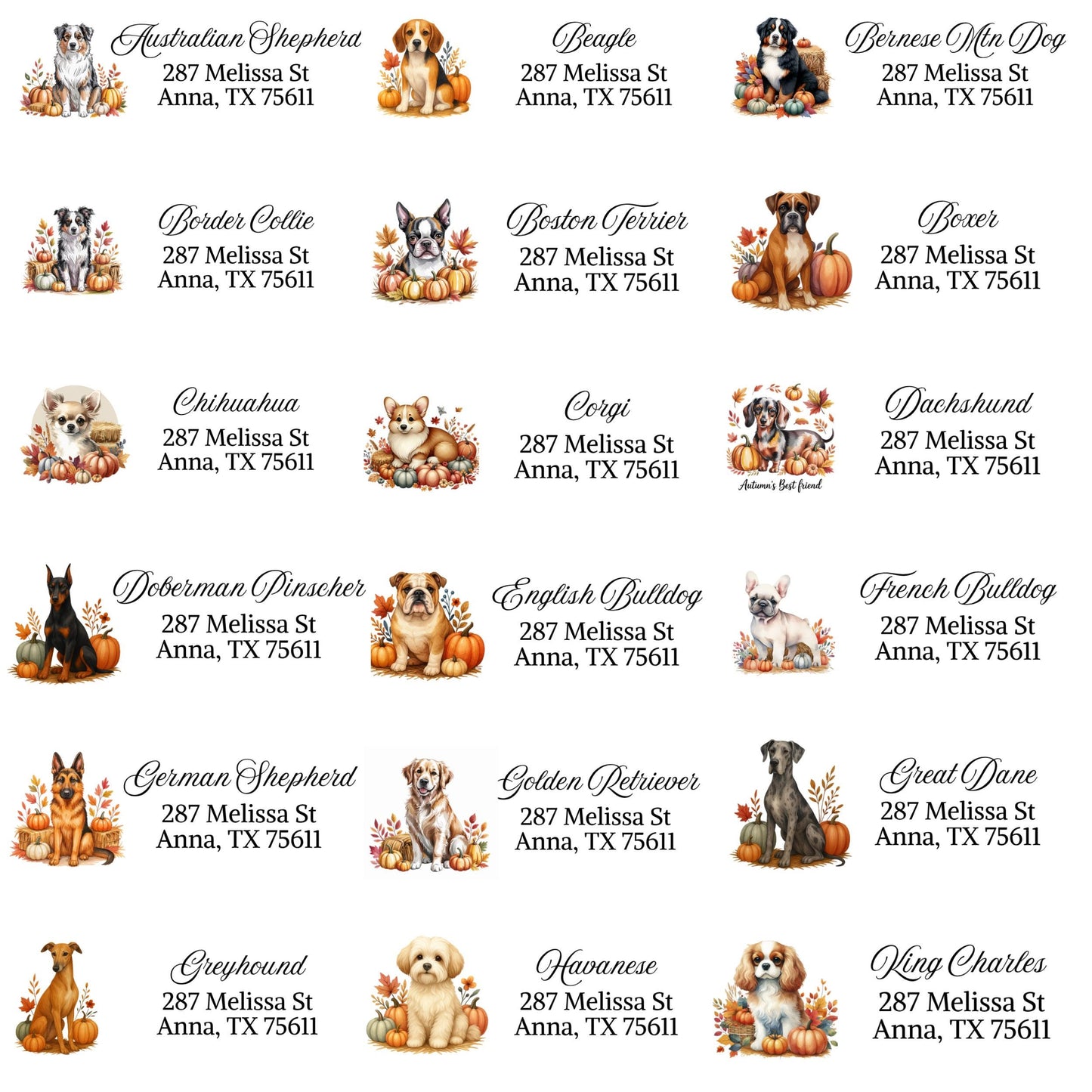 Fall Dog Address Labels: Pumpkins & Breeds, FREE Envelope Seals - The Pawprint Paperie