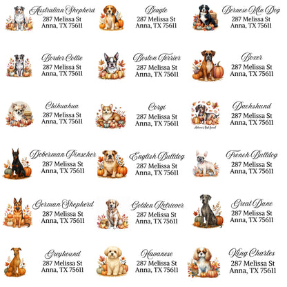 Fall Dog Address Labels: Pumpkins & Breeds, FREE Envelope Seals - The Pawprint Paperie