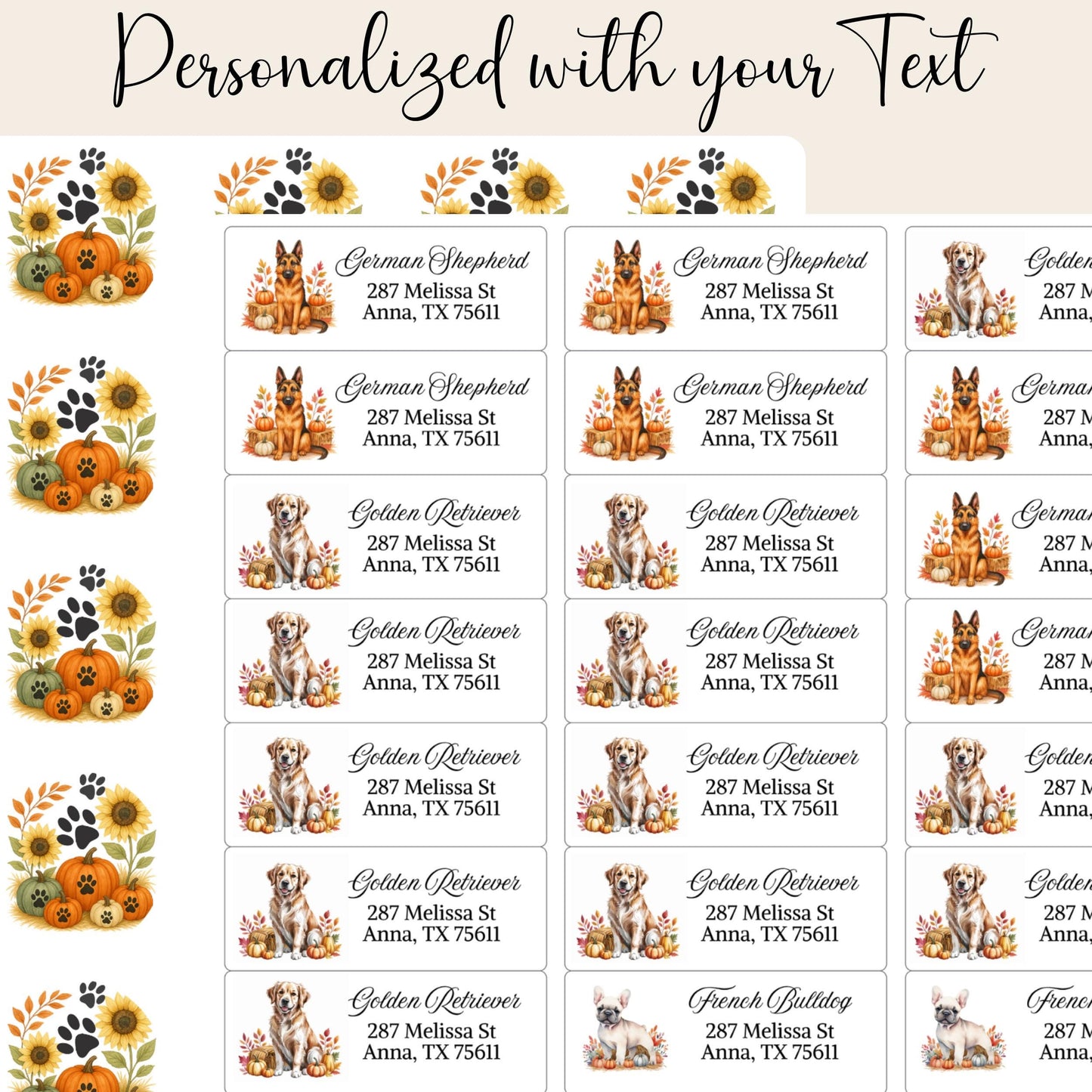 Fall Dog Address Labels: Pumpkins & Breeds, FREE Envelope Seals - The Pawprint Paperie