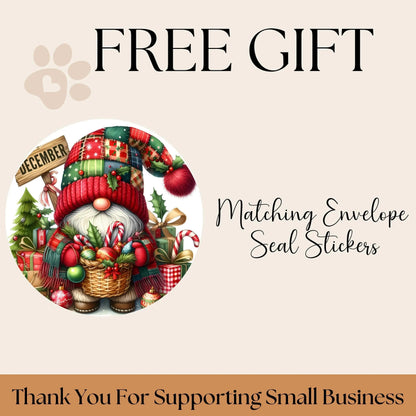 Christmas Gnome Address Labels with FREE Envelope Seals: Personalized Holiday Stickers - The Pawprint Paperie