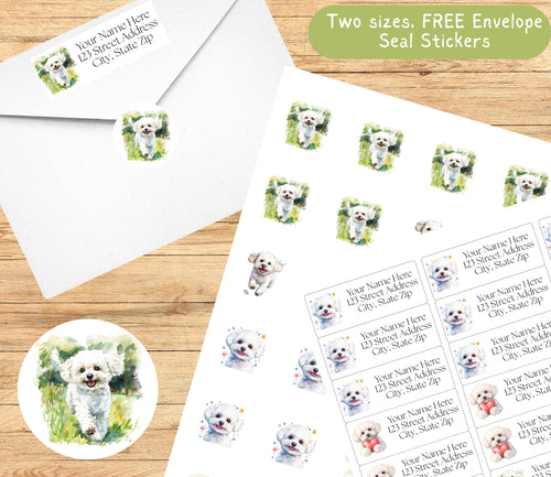 Bichon Frise Return Address Labels: Custom Dog Mom Stickers - The Pawprint Paperie