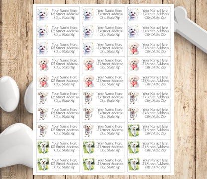 Bichon Frise Return Address Labels: Custom Dog Mom Stickers - The Pawprint Paperie