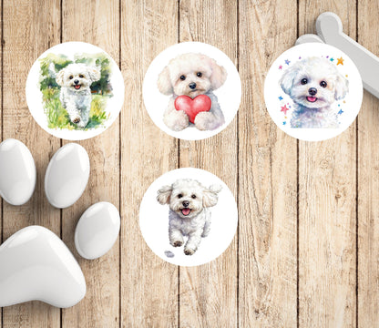 Bichon Frise Return Address Labels: Custom Dog Mom Stickers - The Pawprint Paperie