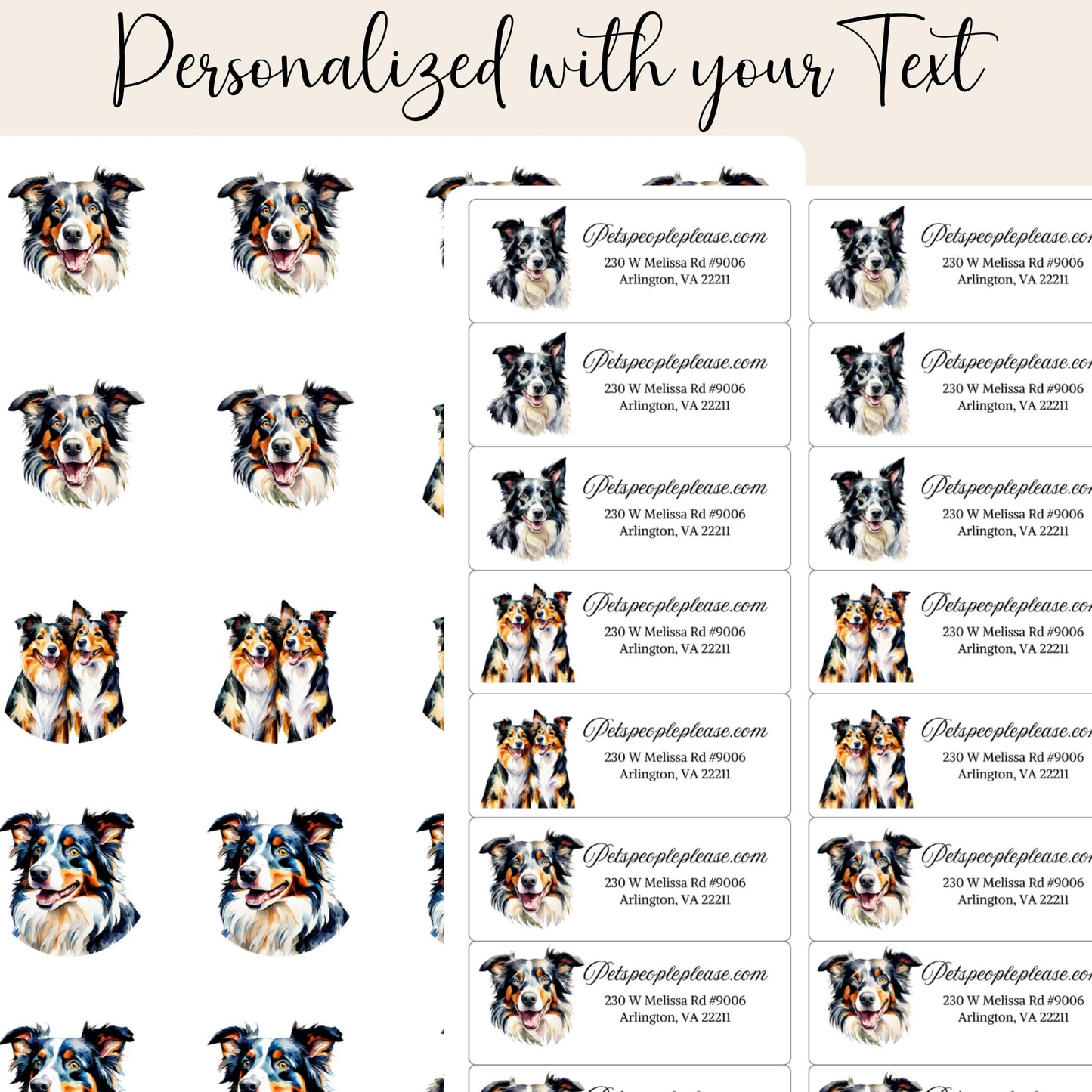 Border Collie Address Labels: Dog Mailing Stickers with FREE Envelope Seals - The Pawprint Paperie