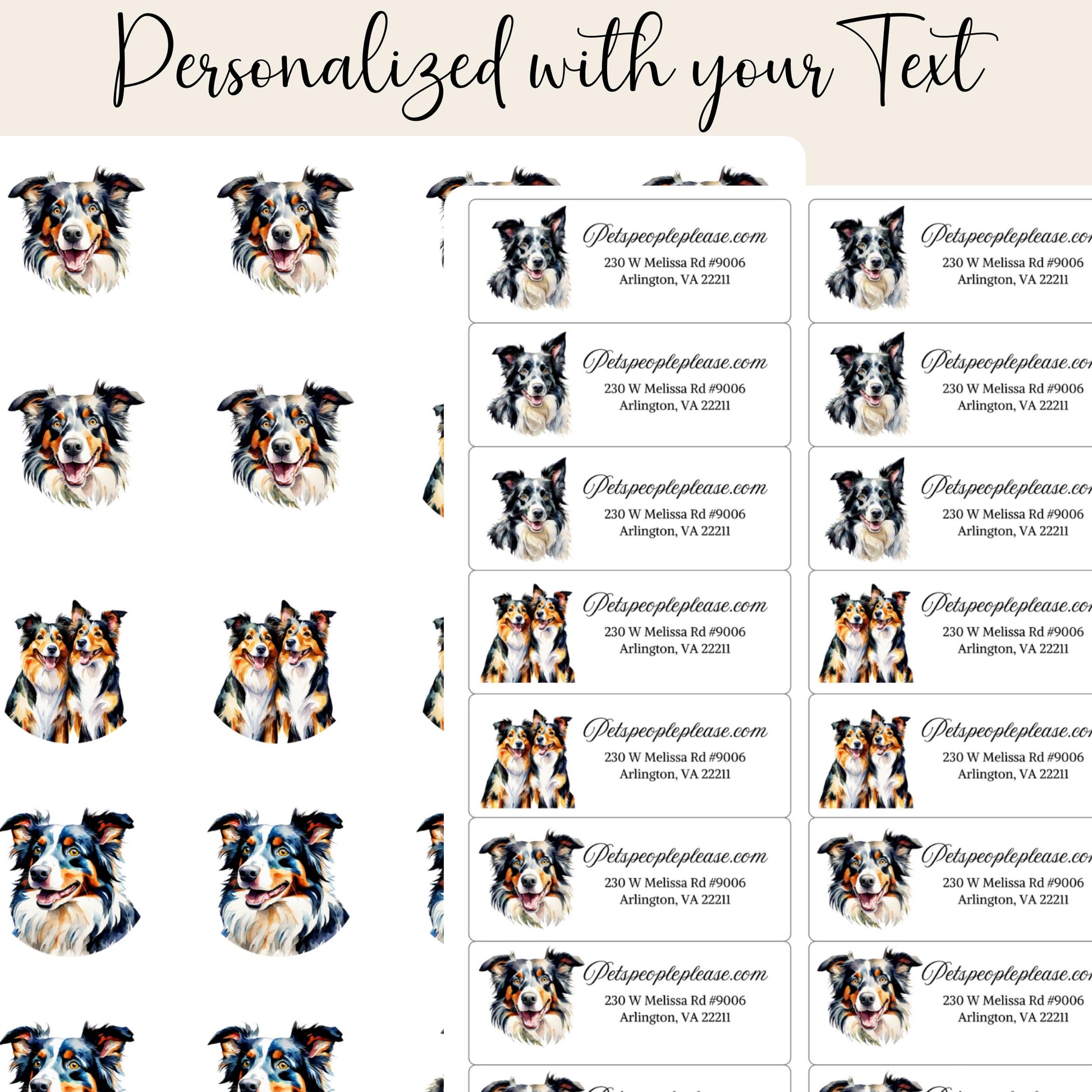 Border Collie Address Labels: Dog Mailing Stickers with FREE Envelope Seals - The Pawprint Paperie