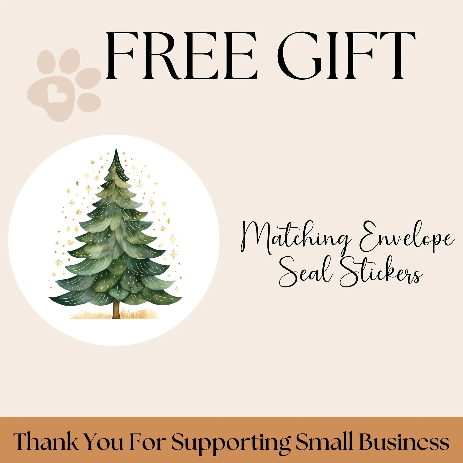 Watercolor Christmas Address Labels: Green & Gold Tree with FREE Seals - The Pawprint Paperie