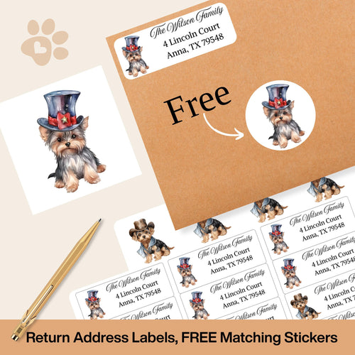 Yorkie Address Labels with FREE Matching Stickers - Dog Lover Gift - The Pawprint Paperie