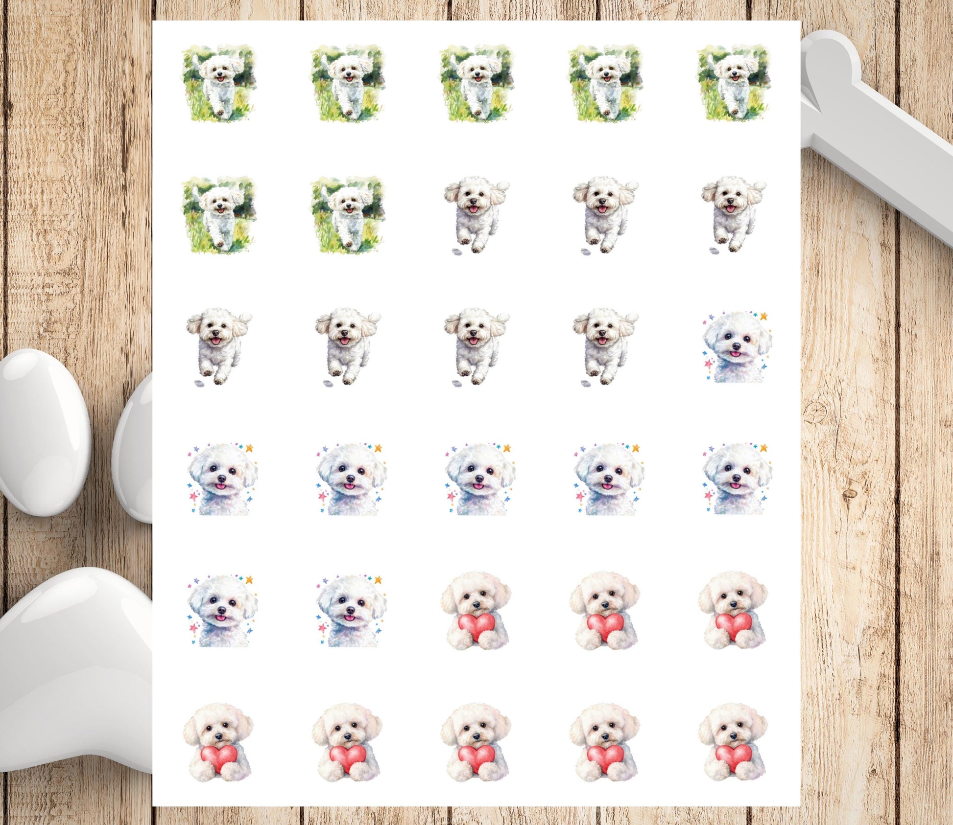 Bichon Frise Return Address Labels: Custom Dog Mom Stickers - The Pawprint Paperie