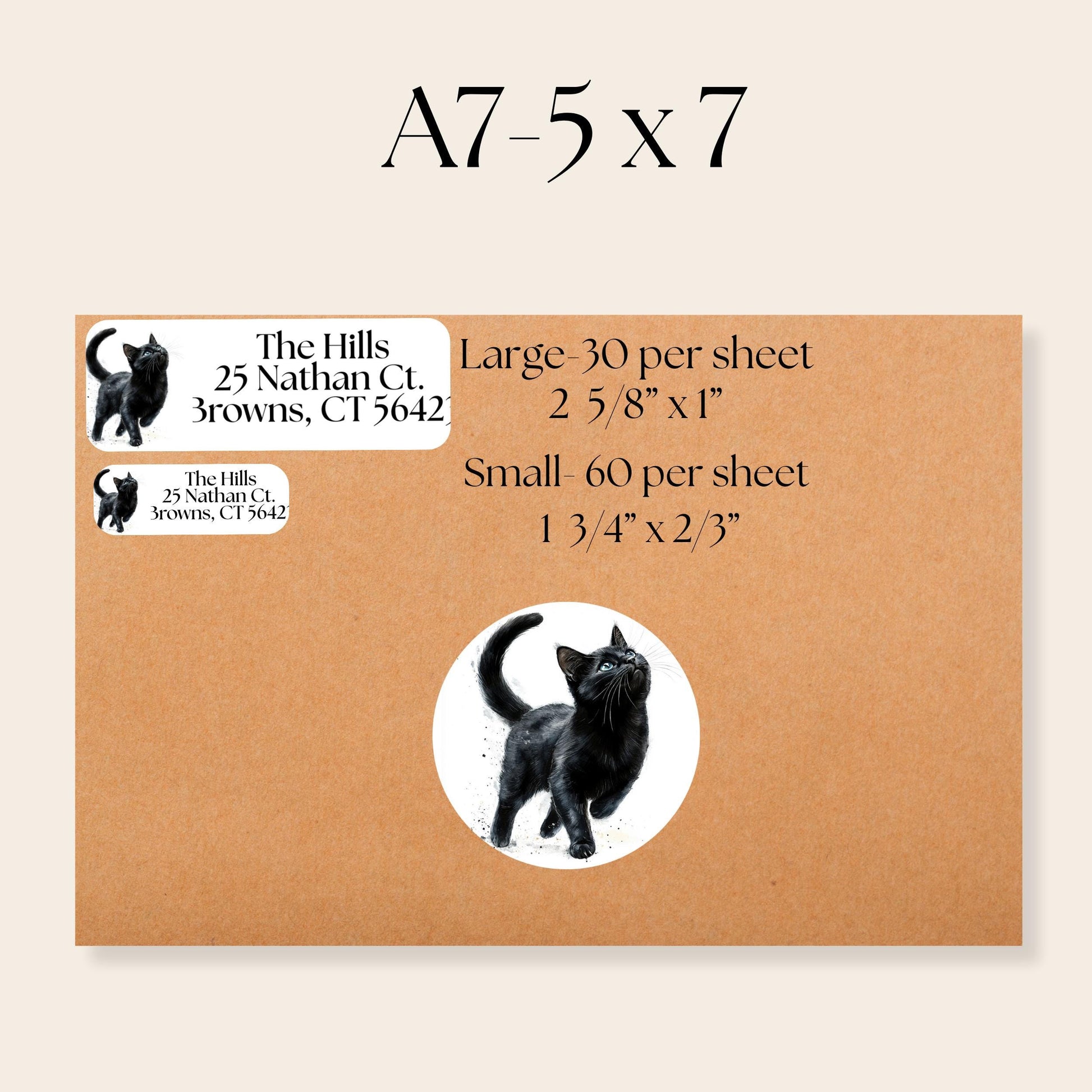 Black Cat Return Address Labels FREE Envelope Seal Stickers a gift for cat lovers - The Pawprint Paperie