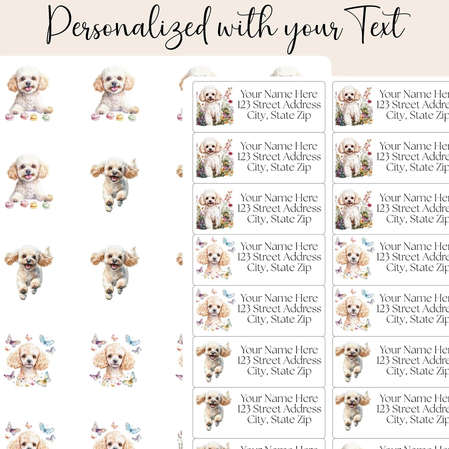 Miniature Poodle Return Address Labels with FREE Matching Envelope Seal Stickers – Dog Lover Gift, Stationery Labels, Mailing Stickers - The Pawprint Paperie