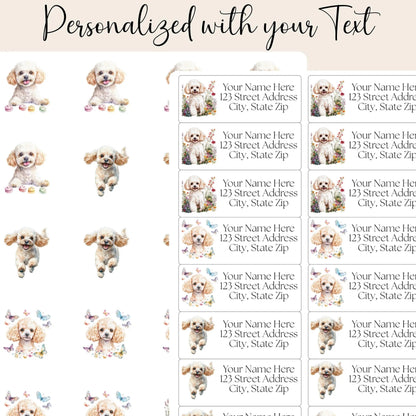 Miniature Poodle Return Address Labels with FREE Matching Envelope Seal Stickers – Dog Lover Gift, Stationery Labels, Mailing Stickers - The Pawprint Paperie
