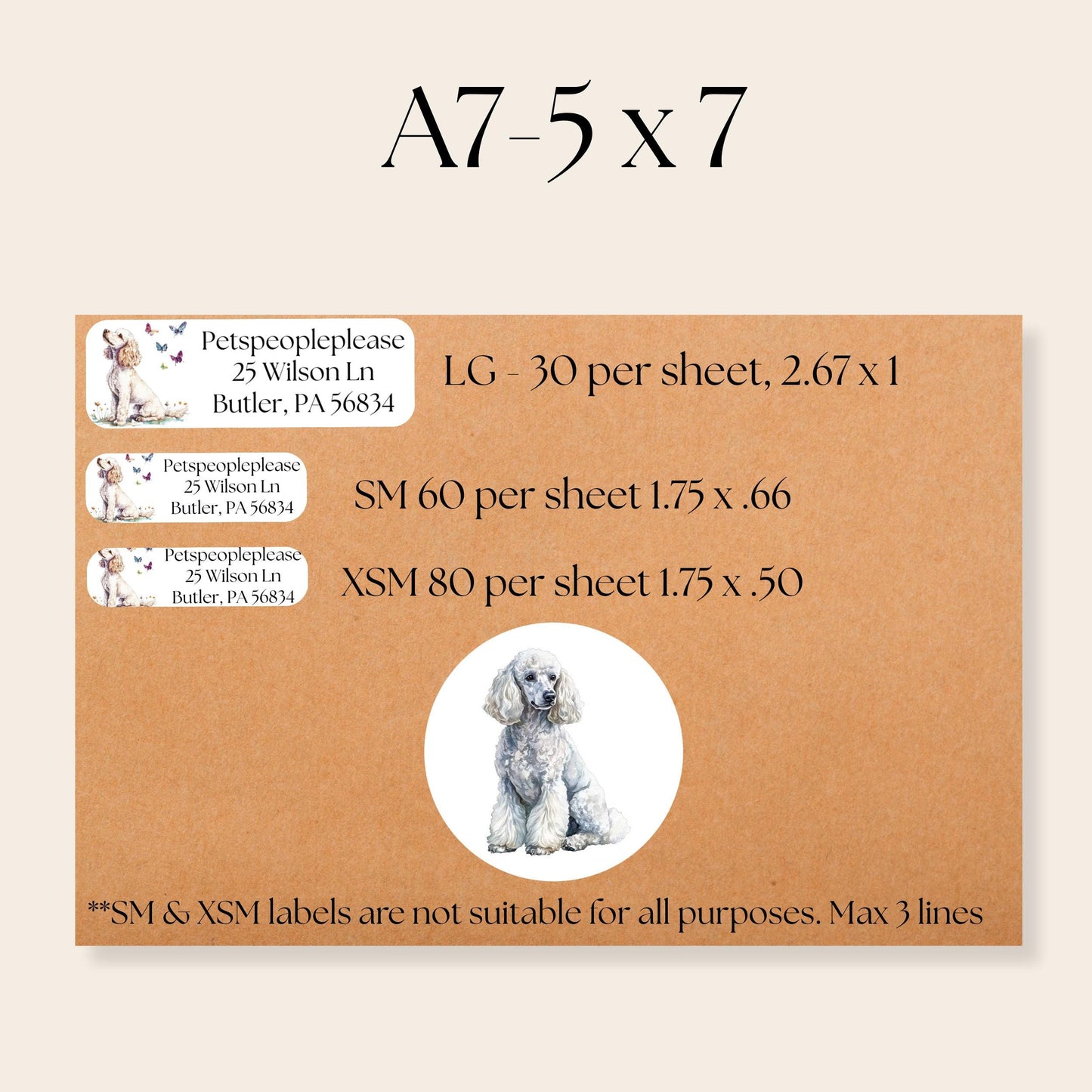 Standard Poodle Return Address Labels with FREE Matching Envelope Seal Stickers – Dog Lover Gift, Stationery Labels, Mailing Stickers - The Pawprint Paperie