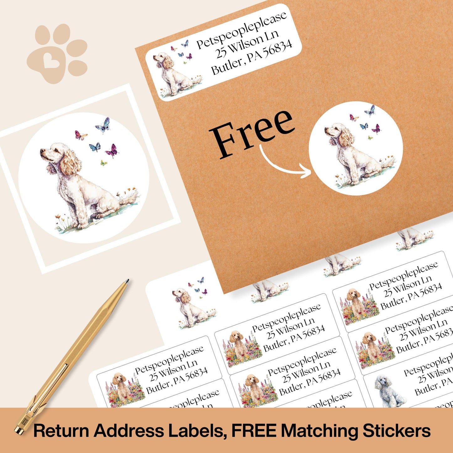 Standard Poodle Return Address Labels with FREE Matching Envelope Seal Stickers – Dog Lover Gift, Stationery Labels, Mailing Stickers - The Pawprint Paperie