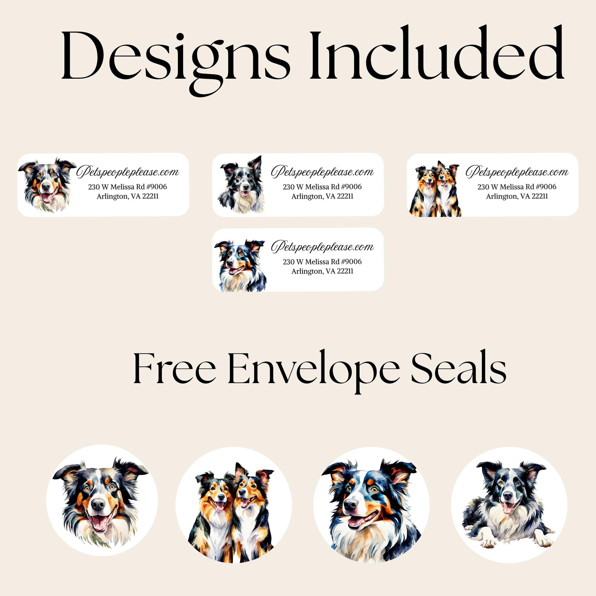 Border Collie Address Labels: Dog Mailing Stickers with FREE Envelope Seals - The Pawprint Paperie