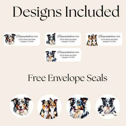 Border Collie Address Labels: Dog Mailing Stickers with FREE Envelope Seals - The Pawprint Paperie