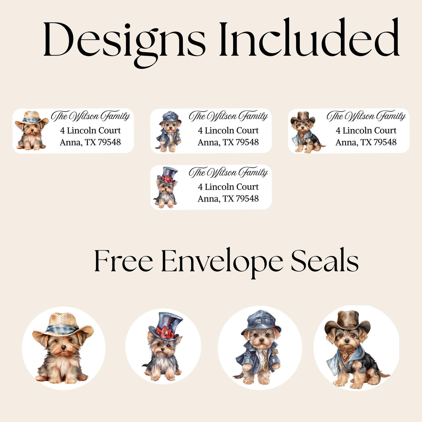 Yorkie Address Labels with FREE Matching Stickers - Dog Lover Gift - The Pawprint Paperie