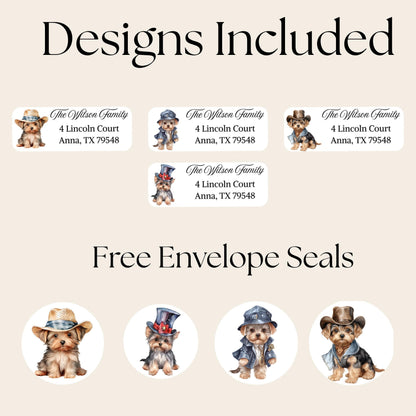 Yorkie Address Labels with FREE Matching Stickers - Dog Lover Gift - The Pawprint Paperie