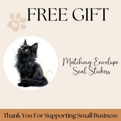 Black Cat Return Address Labels FREE Envelope Seal Stickers a gift for cat lovers - The Pawprint Paperie
